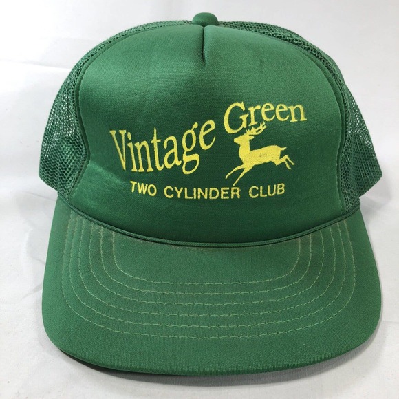 VINTAGE GREEN TWO CYLINDER CLUB HAT CAP SNAPBACK MESH TRUCKER ADJUSTABLE OSFM - Picture 1 of 12